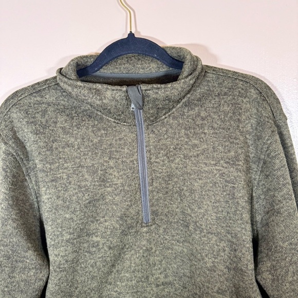 Men’s J Crew Marled Fleece Half Zip Pullover Green Size Medium - Picture 3 of 6
